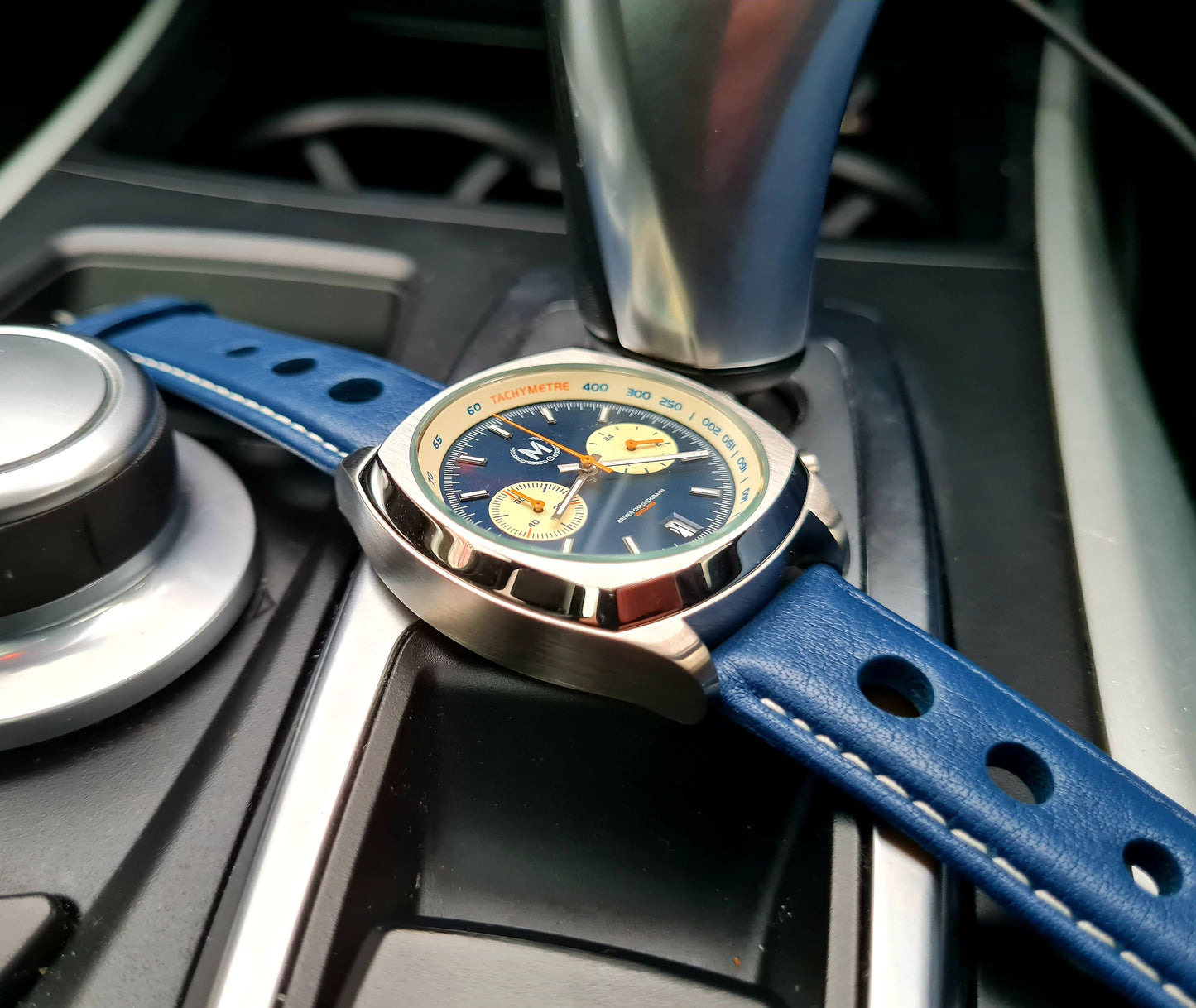 Blue Leather Rally Hole Watch Strap - SJR London Timepiece