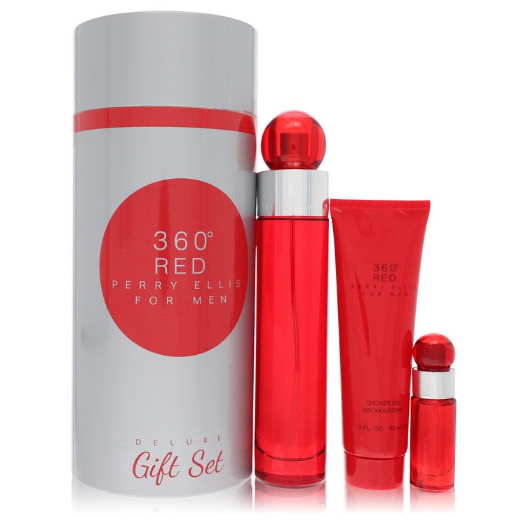 Perry Ellis 360 Red Gift Set for Men – Eau De Toilette Spray & Shower Gel 3.4oz/100ml