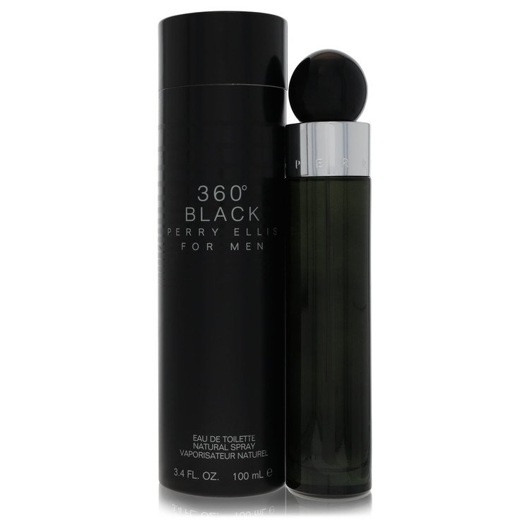 Perry Ellis 360 Black Eau de Toilette Spray for Men, 3.4 oz (100 ml)