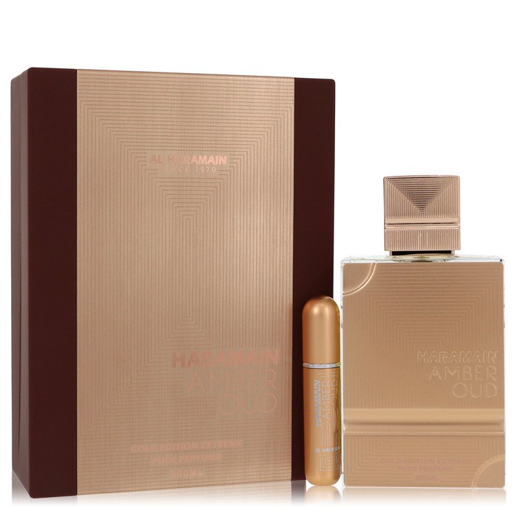 Al Haramain Amber Oud Gold Edition Extreme Gift Set for Women - 6.7 oz (200 ml) Pure Perfume Spray + 0.34 oz (10 ml) Refillable Spray