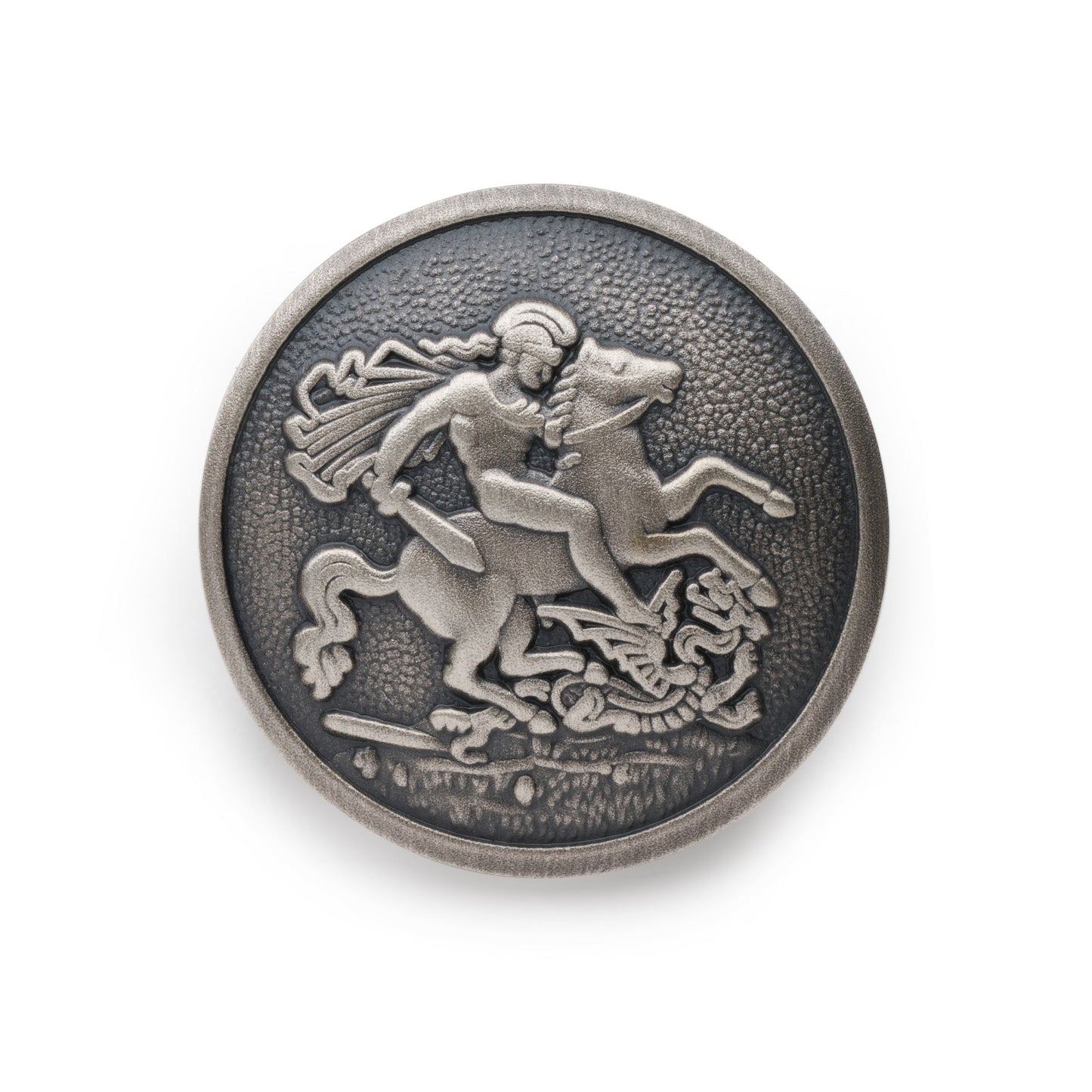 St George & The Dragon Blazer Button Set In Antique Silver