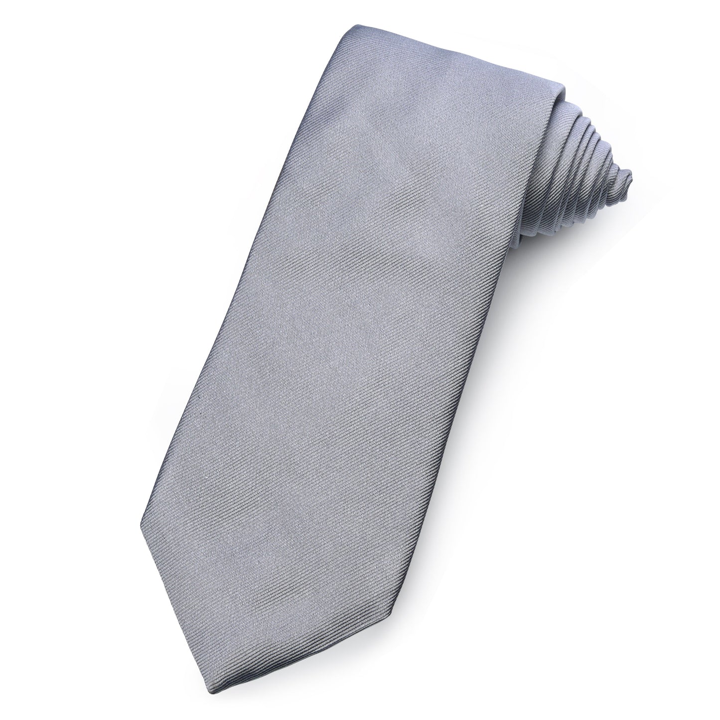 Plain Silk Reppe Tie In Pewter Silver