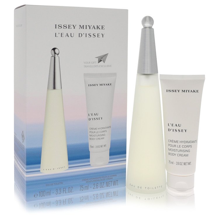 L'EAU D'ISSEY by Issey Miyake Gift Set – 3.3 oz/100 ml Eau de Toilette Spray + 2.6 oz/75 ml Body Cream for Women