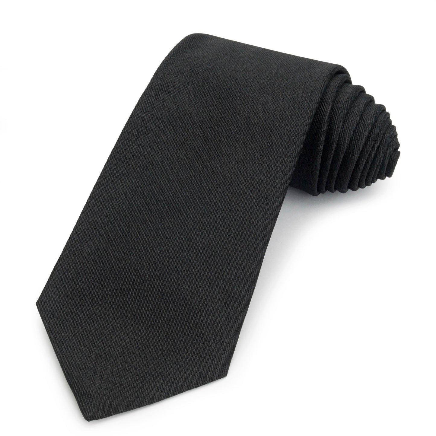 Black Three-Fold Silk Reppe Tie
