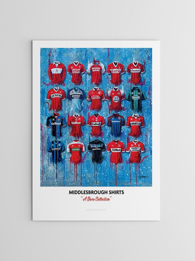 Middlesbrough FC Shirts - A2 Signed Limited Edition Prints