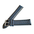 Bracelet de montre rallye en cuir bleu et orange