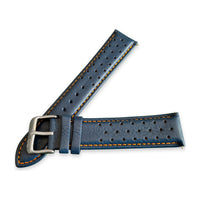 Blue And Orange Leather Rally Watch Strap - SJR London Timepiece