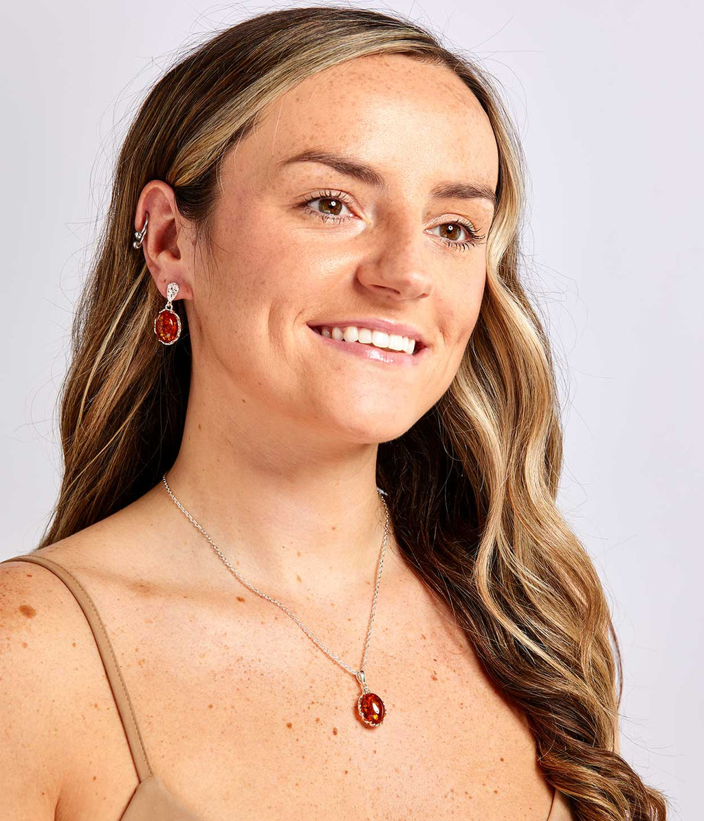 Boucles d'oreilles pendantes Demi Amber