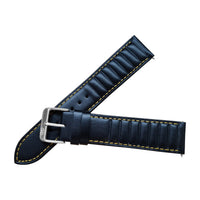 Black Ribbed Leather Race Watch Strap - SJR London Timepiece