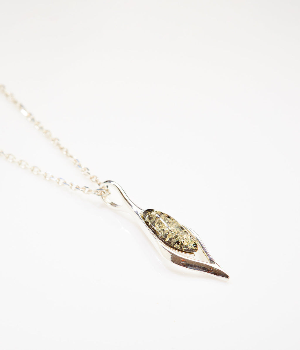 Pendentif gouttelette ambre vert