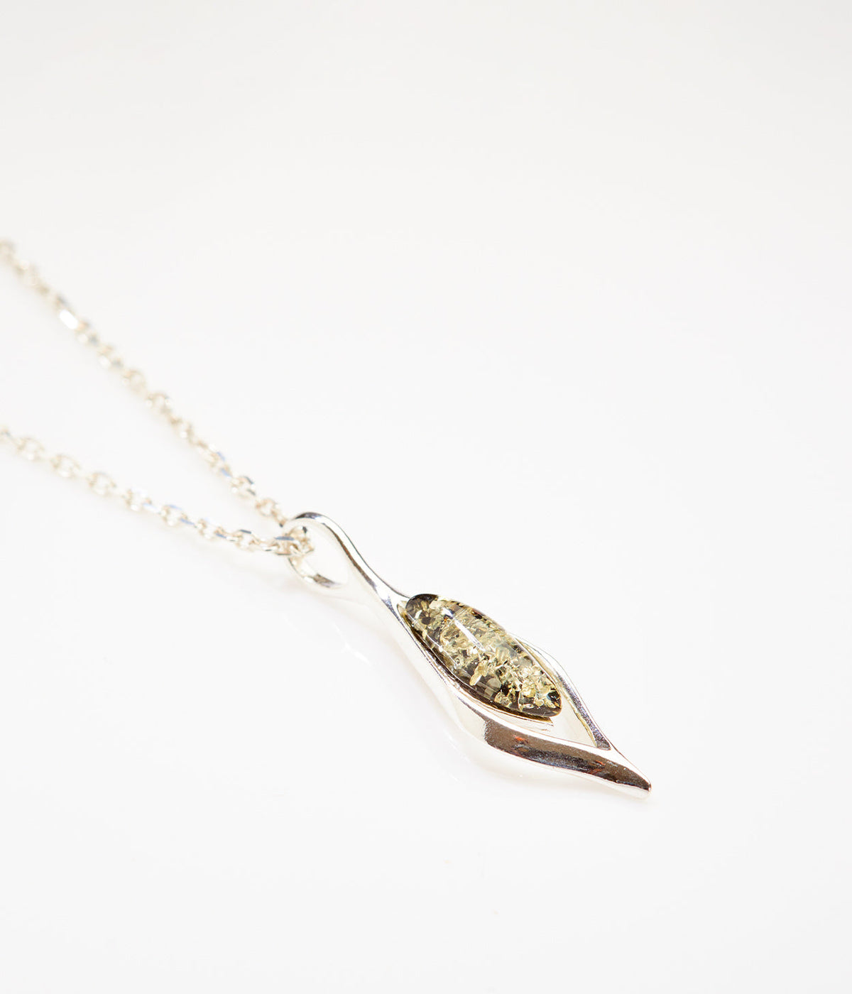 Pendentif gouttelette ambre vert