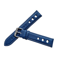 Blue Leather Rally Hole Watch Strap - SJR London Timepiece
