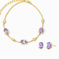 Mini Set 2 - Amethyst Jewellery Set in 18k Gold Vermeil - SJR London Timepiece