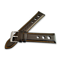 Black And Orange Leather Rally Hole Watch Strap - SJR London Timepiece