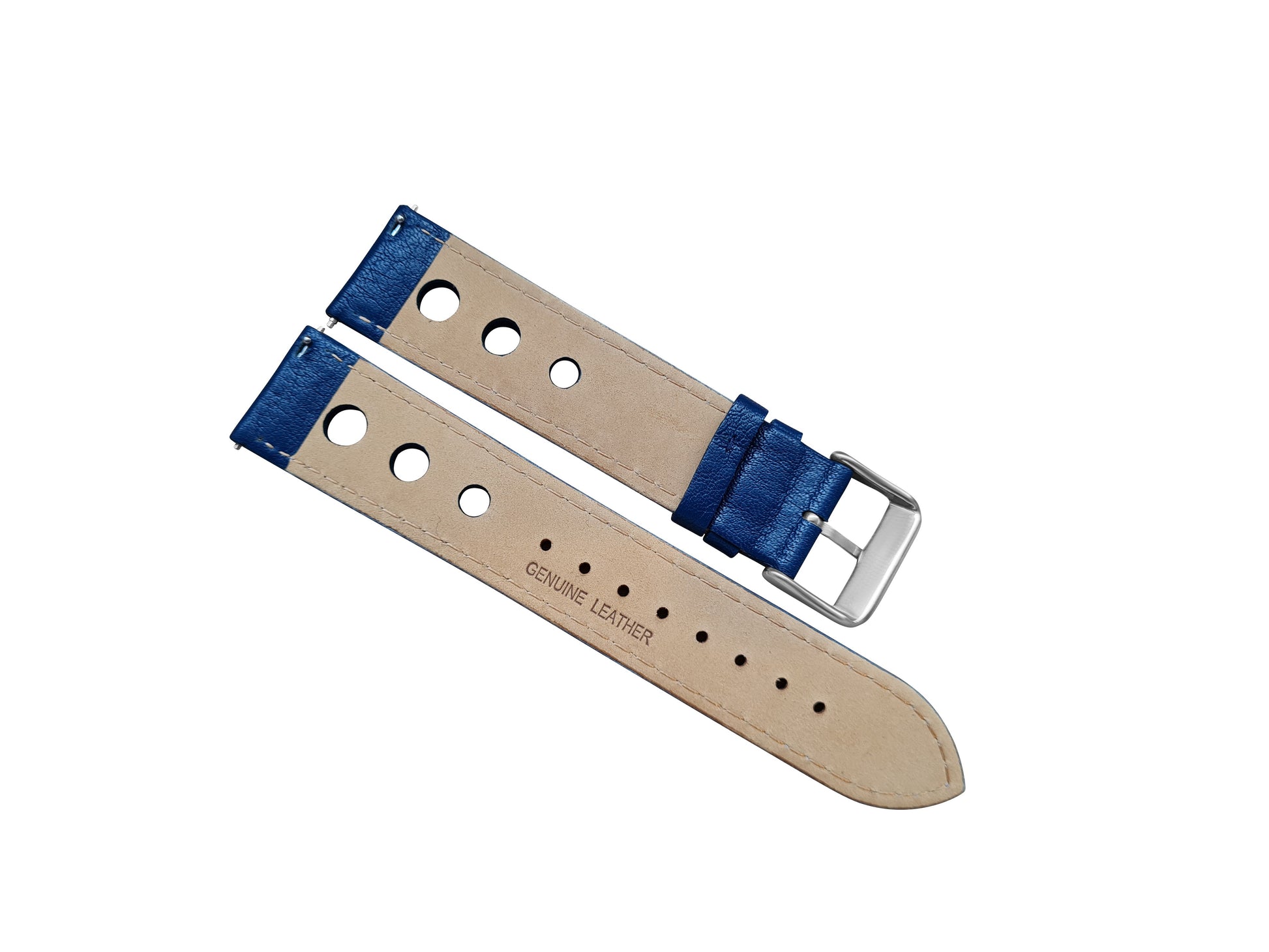 Blue Leather Rally Hole Watch Strap - SJR London Timepiece