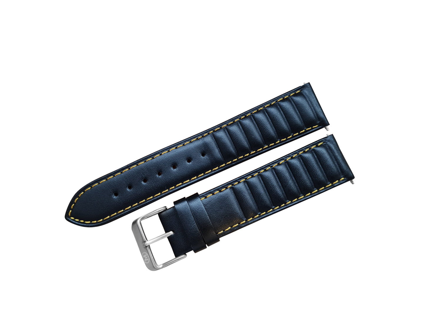 Black Ribbed Leather Race Watch Strap - SJR London Timepiece