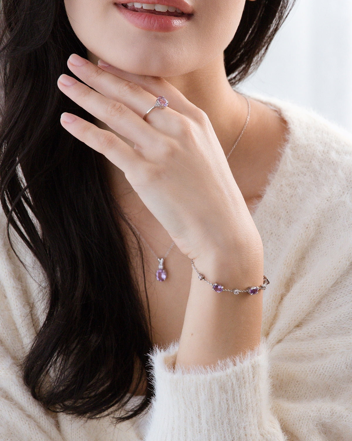Lavender Amethyst Bracelet in Sterling Silver - SJR London Timepiece