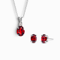 Mini Set 1 - Garnet Jewellery Set in Sterling Silver - SJR London Timepiece