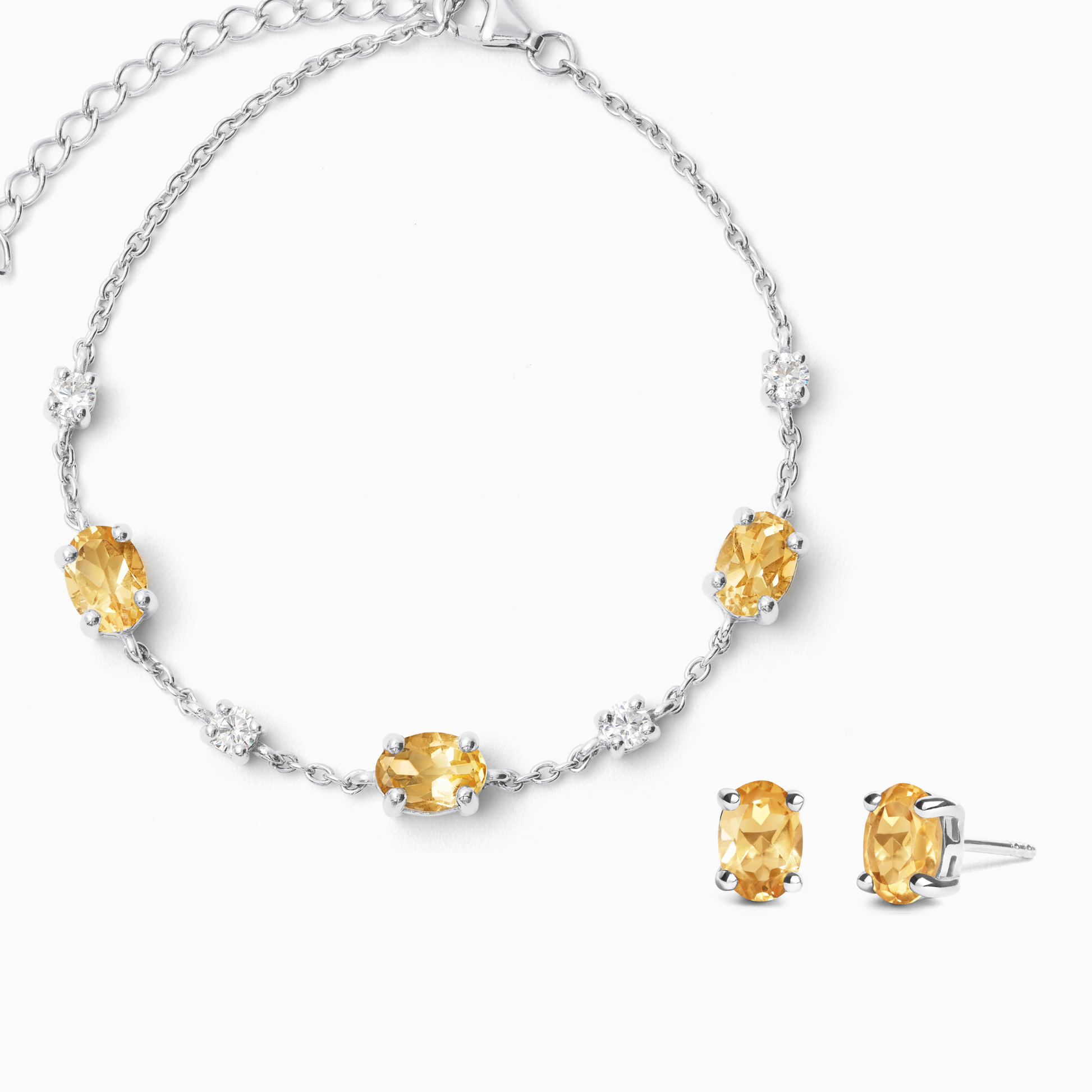 Mini Set 2 - Citrine Jewellery Set in Sterling Silver - SJR London Timepiece