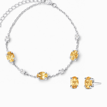 Mini Set 2 - Citrine Jewellery Set in Sterling Silver - SJR London Timepiece