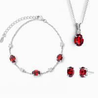 Essential Garnet Jewellery Set in Sterling Silver - SJR London Timepiece