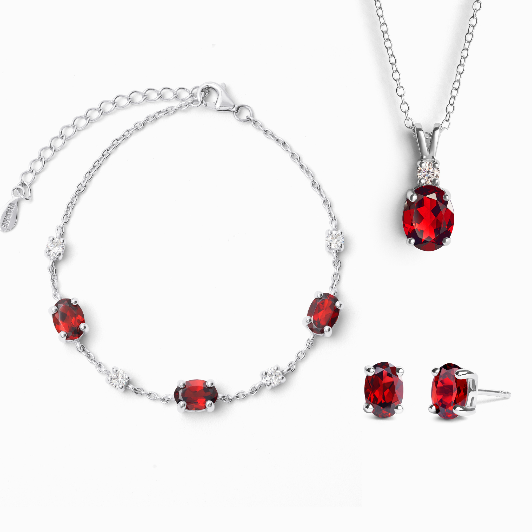Parure de bijoux Grenat Essentiel en Argent Sterling