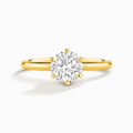 Bague de fiançailles solitaire en moissanite ronde 1 carat en vermeil d'or 18 carats
