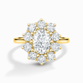 Bague de fiançailles auréole ovale en moissanite de 2,5 ct en vermeil d'or 18 carats