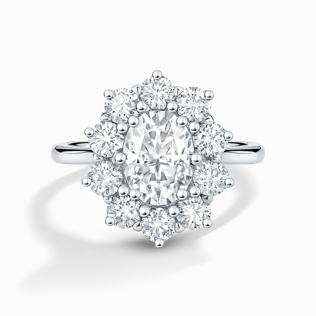 2.5 ct Oval Moissanite Halo Engagement Ring in Sterling Silver
