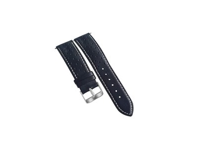 Black Leather Rally Watch Strap - SJR London Timepiece