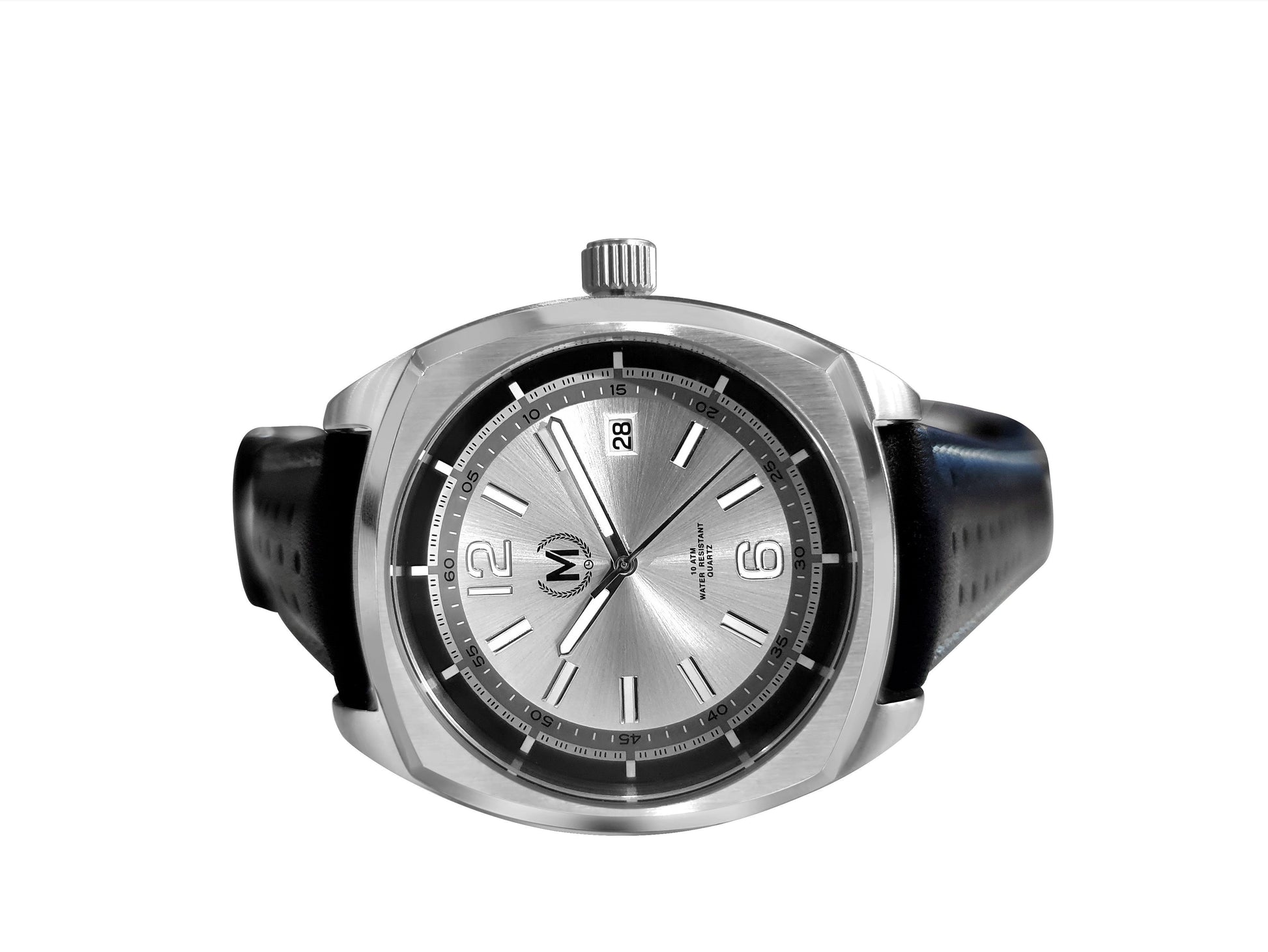 Silver Dial Driver, Black And Red Strap - SJR London Timepiece