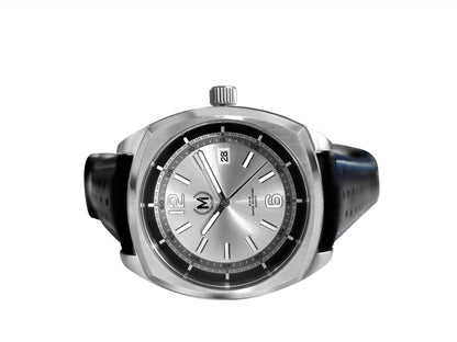 Silver Dial Driver, Black And Red Strap - SJR London Timepiece