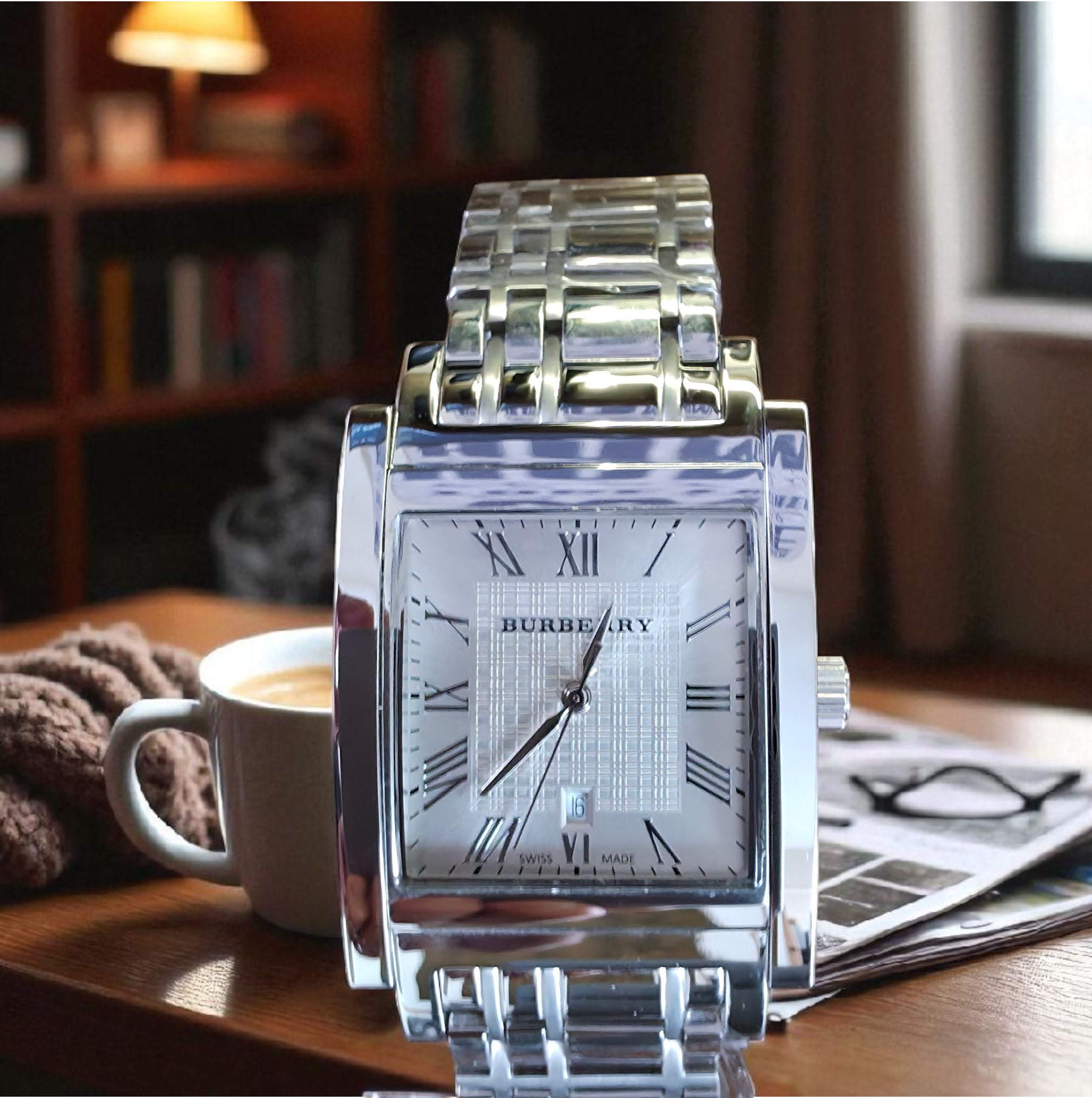 Burberry BU1550 Montre classique carrée 32 mm pour homme