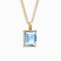 Pendentif en topaze bleue taille émeraude en vermeil d'or 18 carats