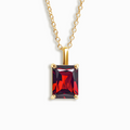 Collier pendentif grenat taille émeraude en vermeil d'or 18 carats