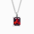Pendentif grenat taille émeraude en argent sterling