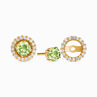 Peridot Halo Stud Earrings with Jackets in 18k Gold Vermeil - SJR London Timepiece