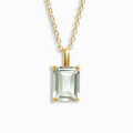 Collier pendentif améthyste verte taille émeraude en vermeil d'or 18 carats