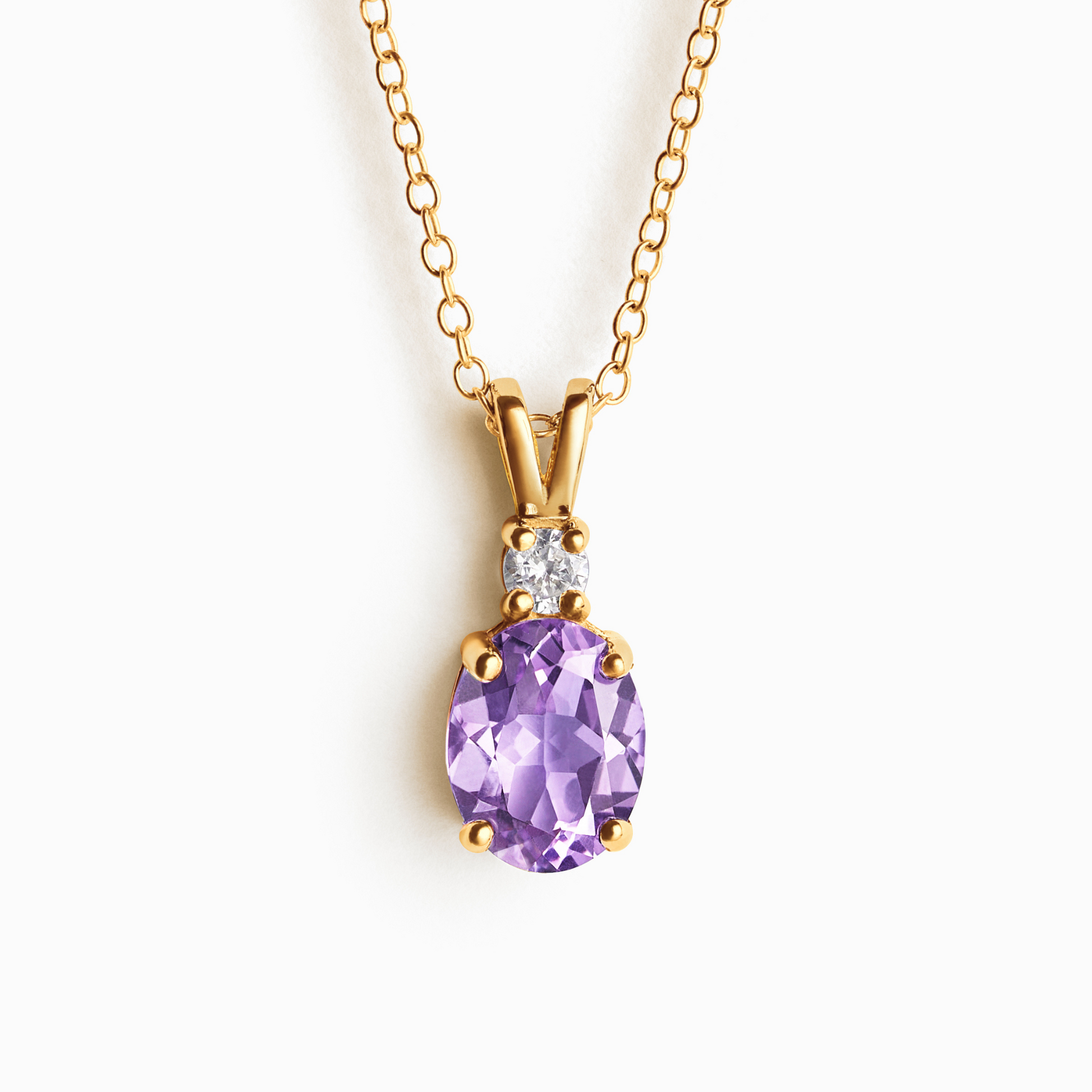 Lavender Amethyst Pendant Necklace in 18k Gold Vermeil - SJR London Timepiece