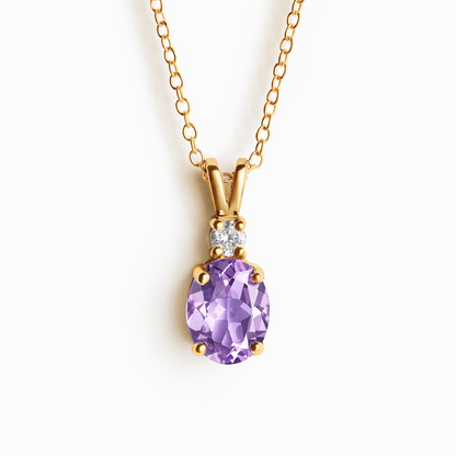 Lavender Amethyst Pendant Necklace in 18k Gold Vermeil - SJR London Timepiece