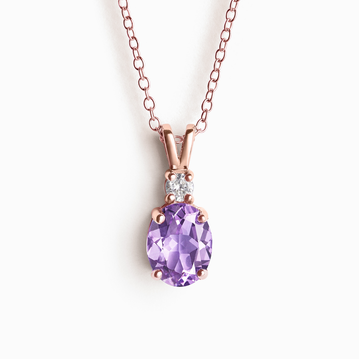 Amethyst Pendant Necklace in 18k Rose Gold Vermeil - SJR London Timepiece