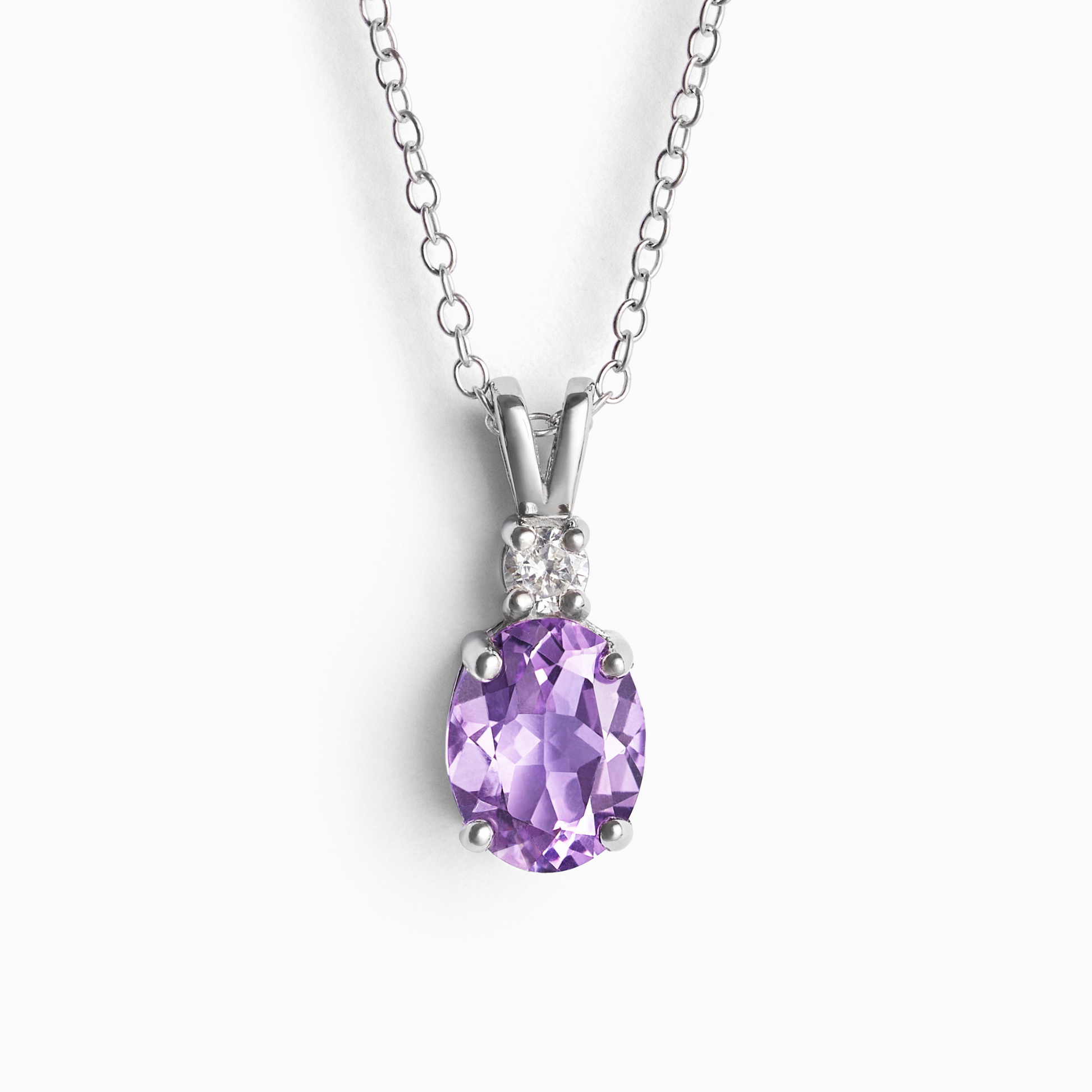 Lavender Amethyst Pendant Necklace in Sterling Silver - SJR London Timepiece