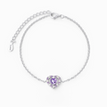 Bracelet Améthyste Lavande Cœur Violet en Argent Sterling