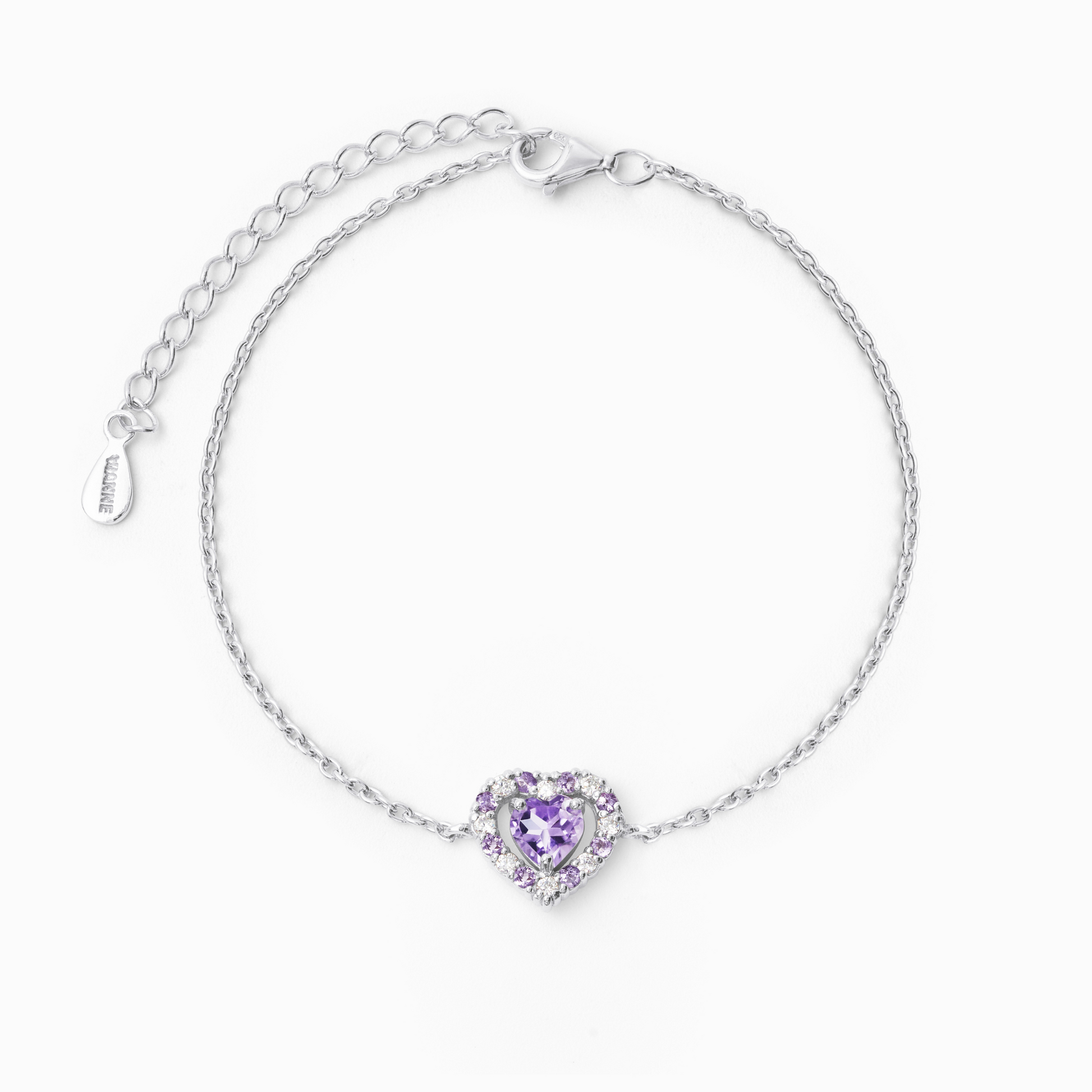 Purple Heart Lavender Amethyst Bracelet in Sterling Silver - SJR London Timepiece
