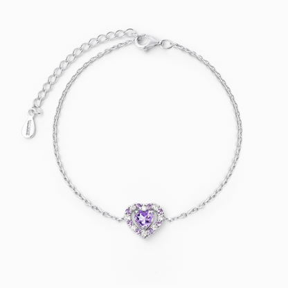 Purple Heart Lavender Amethyst Bracelet in Sterling Silver - SJR London Timepiece