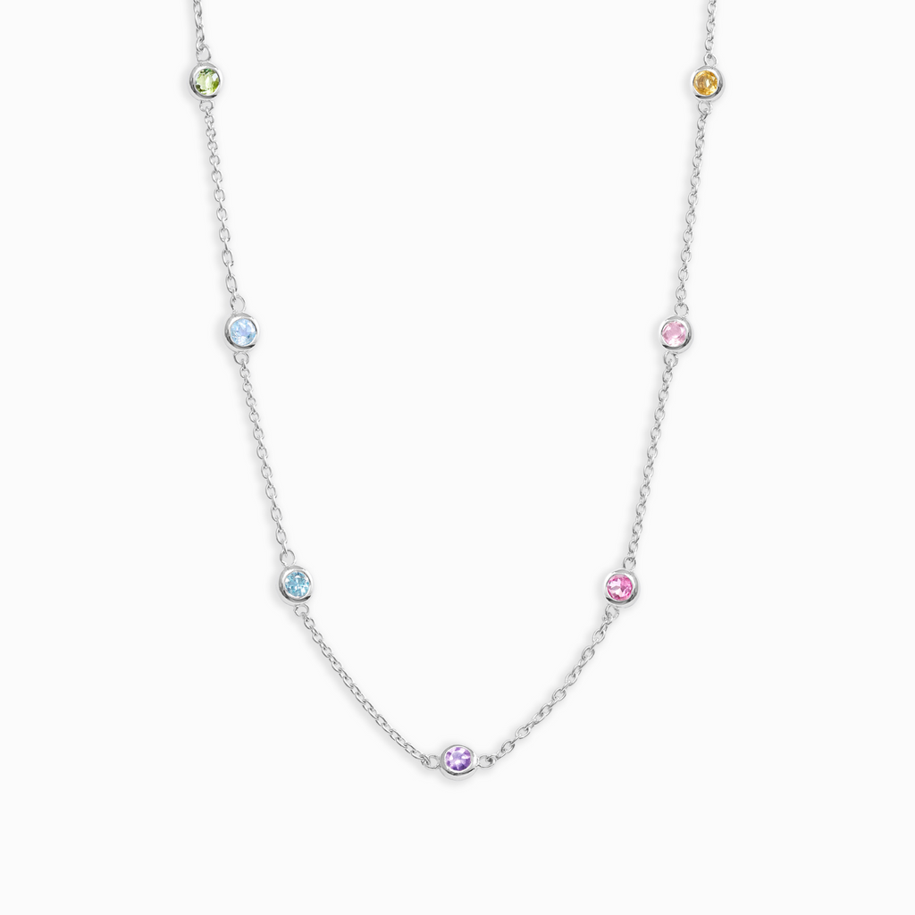 Collier arc-en-ciel en pierres précieuses et argent sterling