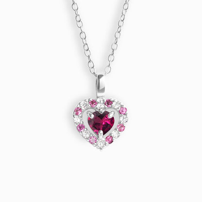 Red Heart Rhodolite Garnet Pendant Necklace in Sterling Silver - SJR London Timepiece