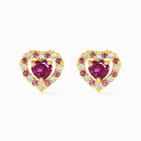 Red Heart Rhodolite Garnet Stud Earrings in 18k Gold Vermeil - SJR London Timepiece