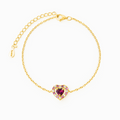 Bracelet Cœur Grenat Rhodolite en Vermeil d'Or 18 carats