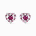 Puces d'oreilles grenat rhodolite Cœur rouge en argent sterling